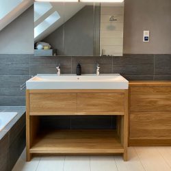 Badezimmer Einbauschrank Waschbecken Alibert nachher