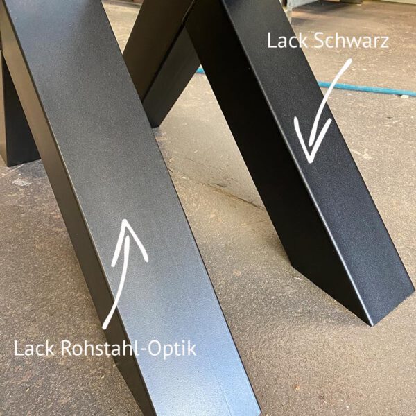 Tischgestell Lack Schwarz oder Rohstahl-Optik